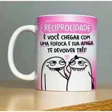 Caneca Porcelana Branca Flork Meme Engraçada Fofoca Amigas Linha Premium 325 ml