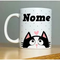 Caneca Personalizada Gatinho Gato Com Nome Linha Porcelana Premium