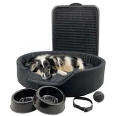 Kit Pet Grande Cama Europa Sanitário Comedouro Coleira Bola