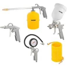 Kit Compressor Vonder 5 em 1 ACV 5 Pistola Pintura Gravidade Calibrador Manômetro Mangueira 5m