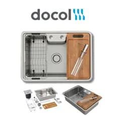 Cuba De Sobrepor/Embutir Massima Docol de Aço Inox Escovado 64x44x20 Com Acessórios Para Cozinha