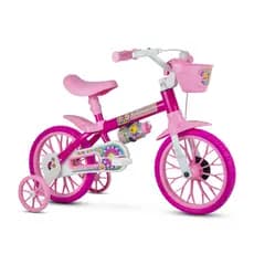 Bicicleta Aro 12 Nathor Flower com Rodas de Apoio | Modelo Infantil Meninas | Confortável e Segura