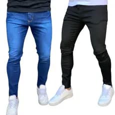Kit 3 e 2 Calças Jeans Masculina Slim Elastano