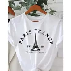 Camiseta Paris Premium 100% Algodao Personalizada Feminina
