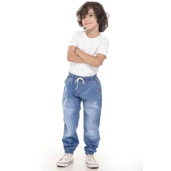 Calça Jogger Infantil Com Punho Elástico De Ótima Qualidade