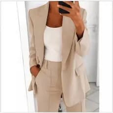 Casaco De Terno Colarinho De Cor Sólida Botões De Manga Comprida Feminina Blazer Para Namoro