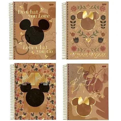 Caderno Disney Mickey Minnie Orelhas 1 Matéri 80 Folha