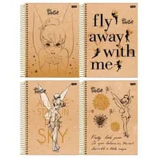 Kit 4 Cadernos Tinker Bell Disney Sininho 1 Matéria 80 Folhas