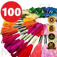 Kit Meadas de Linhas de Bordado Ponto Cruz Até 100 Cores | Fio de Meada Artesanato Algodão Poliéster