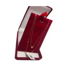 Colar Gargantilha Choker Elos Iguais Pingente Coração Ouro 18K 45cm