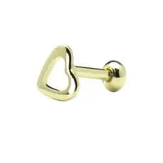 Piercing Tragus Cartilagem Orelha Hélix Coração de Ouro 18k