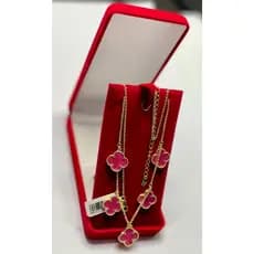 Colar Choker Trevo Virginia Pedra Rosa Madriperola Da Sorte