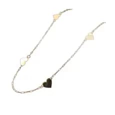 Colar Gargantilha Choker 3 Corações Liso Ouro 18k 45cm Nota