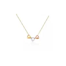 Colar Gargantilha Três Corações Ouro Branco Amarelo Vermelho 1gr Promoção