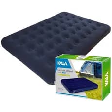 Colchão para Casal Inflável Cor Azul Kala de Superfície Aveludada Feito em PVC de Alta Resistência