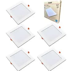 Kit 5 Painéis Plafon Quadrado Embutir 12W Luz Branca 6500K Luminária de Gesso Forro 127v 220v Avant