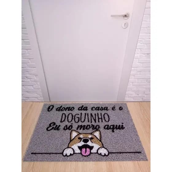 Tapete Capacho O Dono Da Casa E O Doguinho 60x40 porta ape casa lar pet dog cao