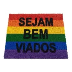 Tapete Capacho 60x40 Cm Sejam Bem Viados Arco Iris Lgbtqia+ entrada porta quarto ape lar