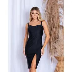 Vestido Feminino Tubinho Coração Com Fenda Malha Prd Premium