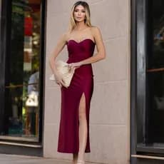 Vestido Longo Tomara que Caia com Fenda em Malha PRD - Elegância e Sensualidade