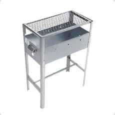 Churrasqueira Portátil Galvanizada Resistente a Carvão – Compacta para Camping, Varanda e Reuniões