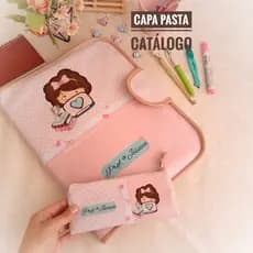 Capa pasta catálogo personalizada professora universitária organizadora A4 documentos escolar atividade estojo slim