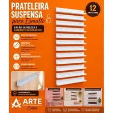 12 Pratileiras MDF Branco 60x7x7 Expositor de Esmalte Porta Tempero  Cozinha Sala Quarto Banheiro
