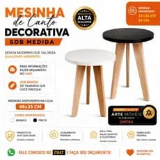 Mesinha de Canto MDF Branco 48cm | Sob Medida Mesa Lateral para Sofá Sala Decorativa Porta Objetos Roteador Fácil Mo