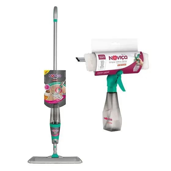 Kit Limpa Vidros Borrifador E Mop Spray Mágico Com Cabo Spray Noviça Bettanin
