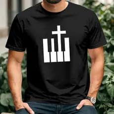 Camiseta Piano Cruz Cristã Evangélica Instrumento  - 100% algodão