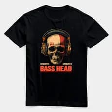 Camiseta Caveira Bass Head - Rock Heavy Metal - 100 % Algodão