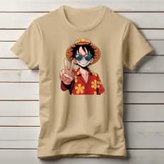 Camiseta Luffy One Piece Praia Anime DEsenho Animado - 100 % Algodão