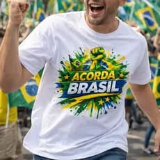 Camiseta Acorda Brasil 2026 Política Movimento Social Patriotismo Nacionalismo Camisa 100% Algodão