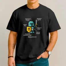 Camiseta Armadura da Fé Escudo Proteção - Evangélica Cristã  - 100% Algodão