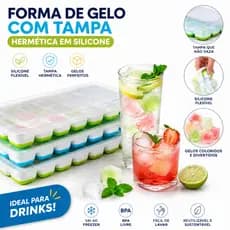 Forma de Gelo com Tampa Hermética Silicone Resistente Fácil de Limpar e Reutilizar