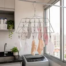 Suporte Varal de Meias Inox Cabide com Prendedores | Ideal para Apartamentos e Lavanderias