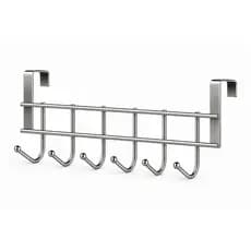Suporte com 6 Ganchos de Metal Multiuso  para Porta de Armário Cozinha Banheiro Guarda Roupa Lateral