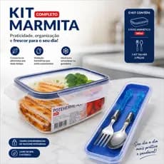 Kit Marmita Hermética Pote 360ml com Talheres e Estojo – Pote Bizador Anti Vazamento