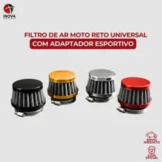 Filtro De Ar Moto Reto Universal Com Adaptador Esportivo