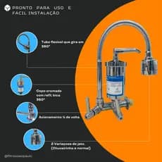 Torneira Gourmet para Pia com Filtro e  Tubo Flexível De 1/4 Volta C-34 Abs