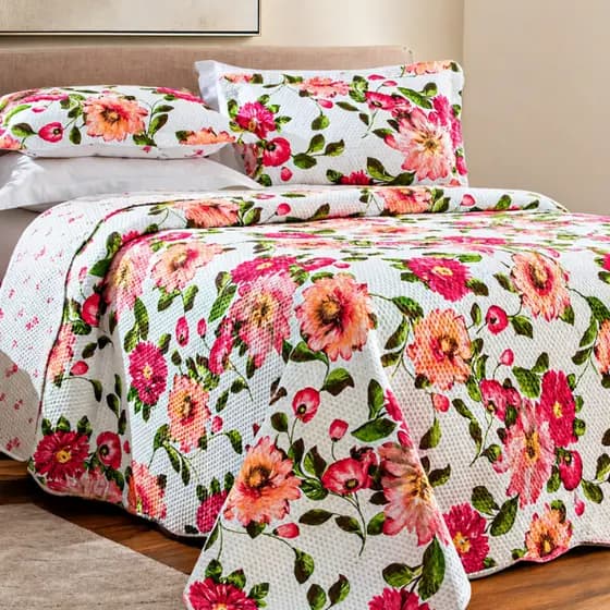 Cobre Leito Casal Queen 3 Peças Colcha Matelada Dupla Face Estampada Macia e Elegante Para Cama Grande King