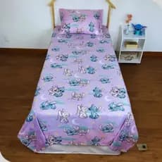 Jogo De Lençol Cama Solteiro Infantil Personagens Lepper Menino Menina Stitch Homem Aranha Patrulha Canina Skye