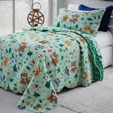Cobre Leito Solteiro Infantil Dupla Face 2 Peças Colcha Kids Estampada Quarto Criança Safari Fazendinha Animais