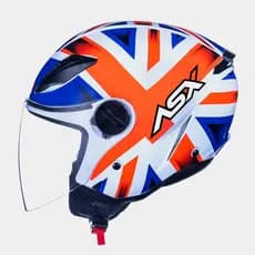 Capacete Aberto Asx City Air Kingdom Brilho Branco Vermelho Azul