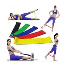 Kit 05 Faixas Elástica Melhore seu Treino Fitness com Band de Látex Fisioterapia Reabilitação Resistência de 02 a 18 Kg
