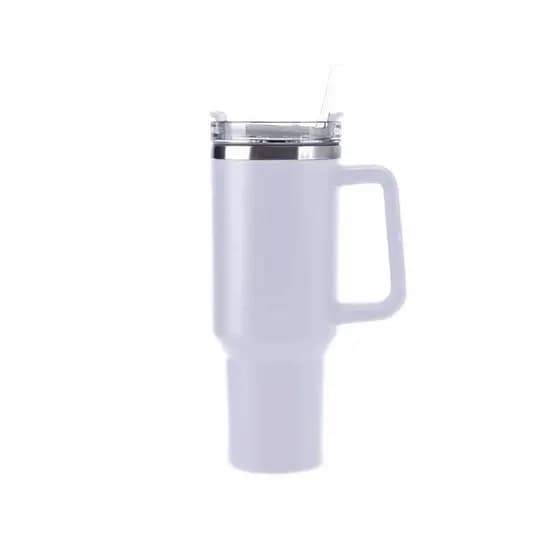 Copo Térmico Branco 1200ml com Canudo e Parede Dupla