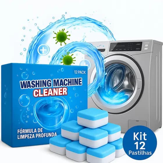 Kit 12 Pastilhas Limpeza de Máquina de Lavar Roupas e Louças