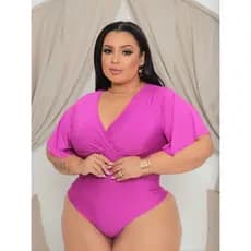 Blusa Body Bori Camiseta Confortável Manga Curta Soltinha Morcego Plus Size Transpassado Decote V Afina Cintura Moda