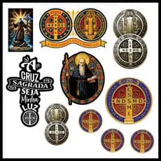 10 Adesivos São Bento medalhão Caminhão, Moto, Carro, Capacete, Geladeira, Janelas, Decoração