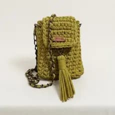 Mini Bag Porta Celular Feminina de Crochê Artesanal | Bolsa Transversal Compacta